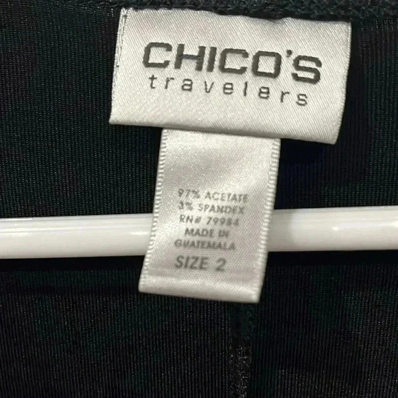 [sz2/L]Chico Travelars Faux  Wrap Black 3/4 Sleeve dress - Picture 2 of 5